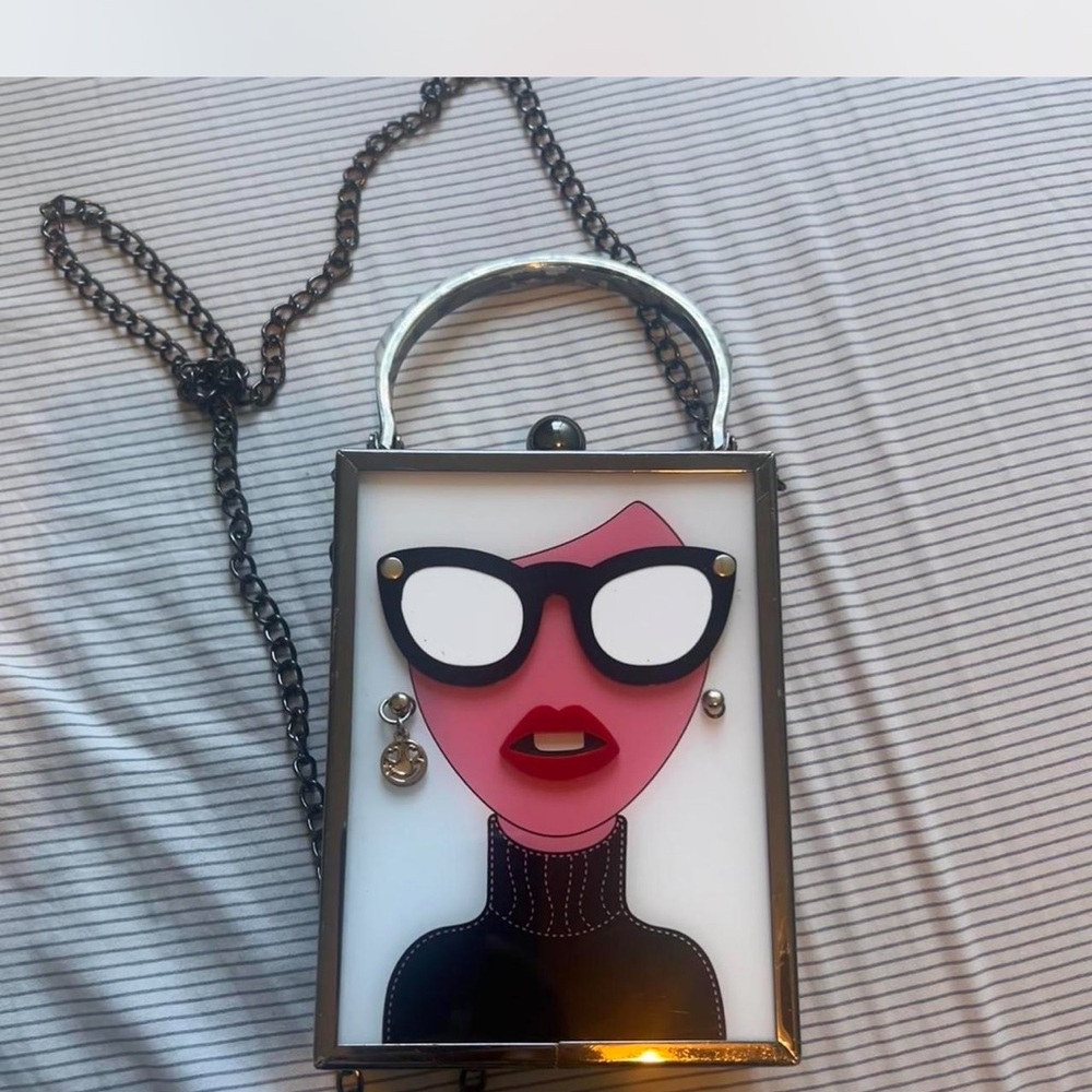 Black and Pink Artistic Clutch with Pop Art Design